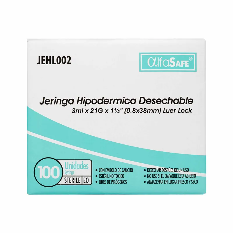Jeringa Alfa 3p 3 mL 21x1 1/2 100 unidades