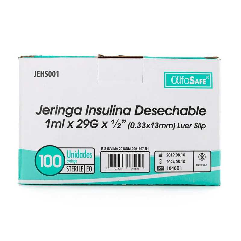 Jeringa Alfa Ins 1 Cc 29 g X1/2 13mm 100u