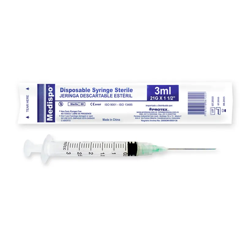 Jeringa Medispo 3p 3 mL 21x1.1/2 100 unidades