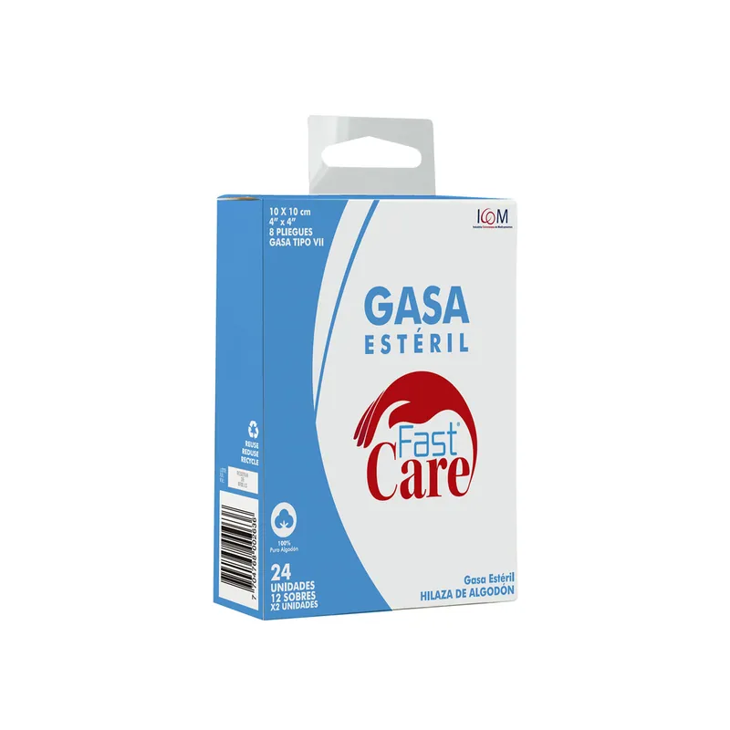 Gasa Fast Care Esteril 4x4 Yd 12sbs ICOM