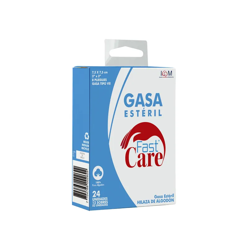 Gasa Fast Care Esteril 3x3 Yd 12sbs ICOM