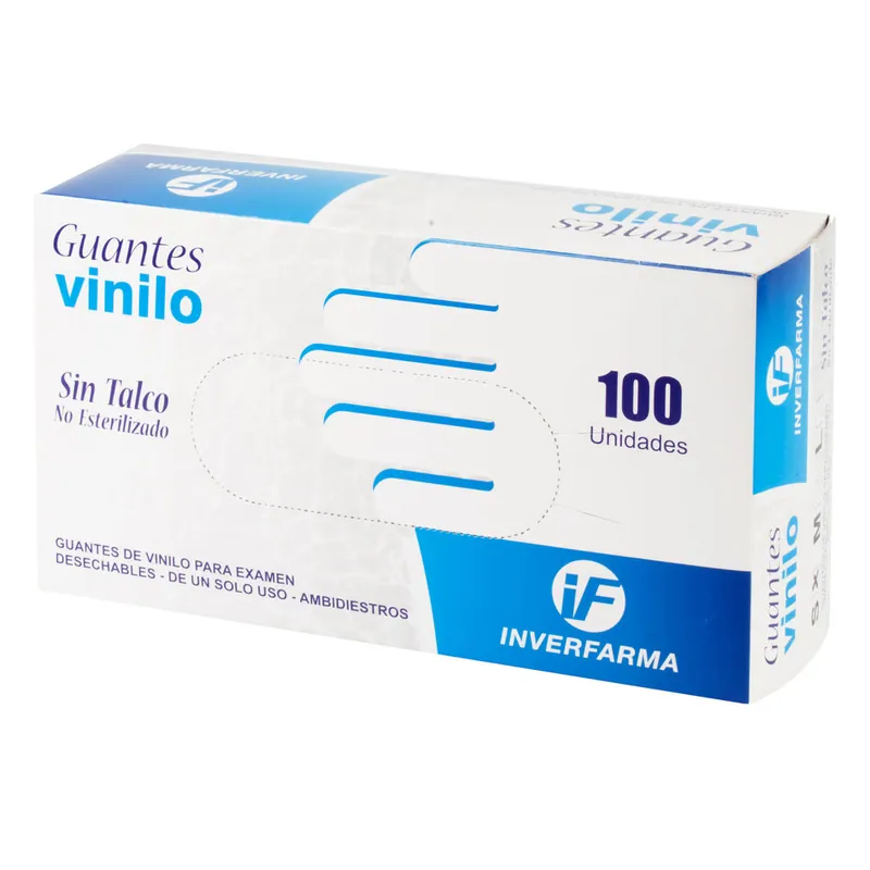 Guante de Vinilo T S 100 unidades Inverfarma