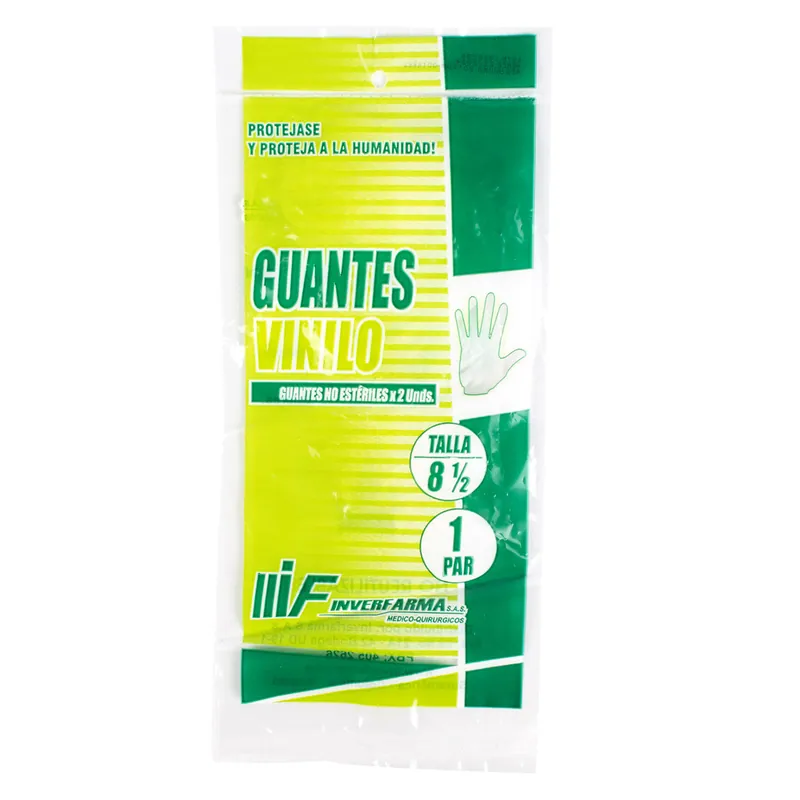 Guante Vinilo 8 1/2 T L 1 Par Inverfarma
