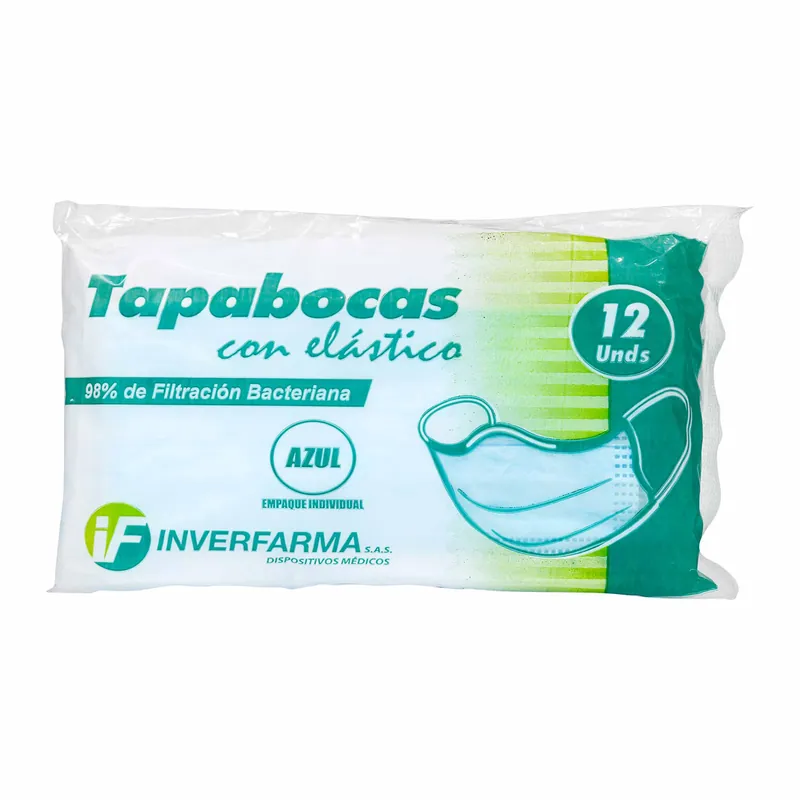 Tapaboca Azul 12 unidades Emp Ind Inverfarma