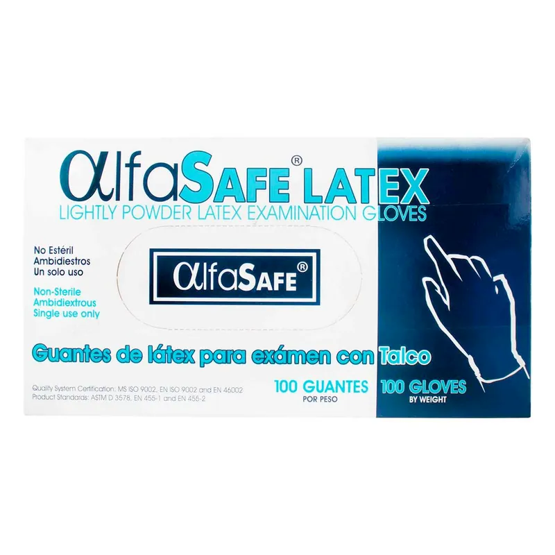 Guante Examen Alfa Latex 100 unidades Xs