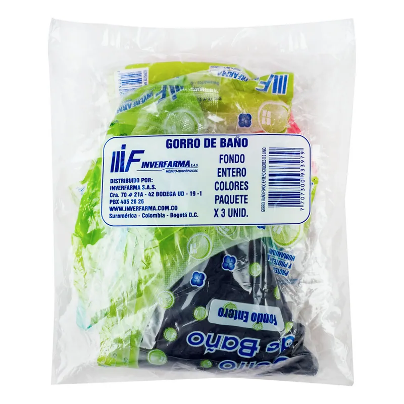 Gorro baño Col Surtidos 3 unidades Inverfarma
