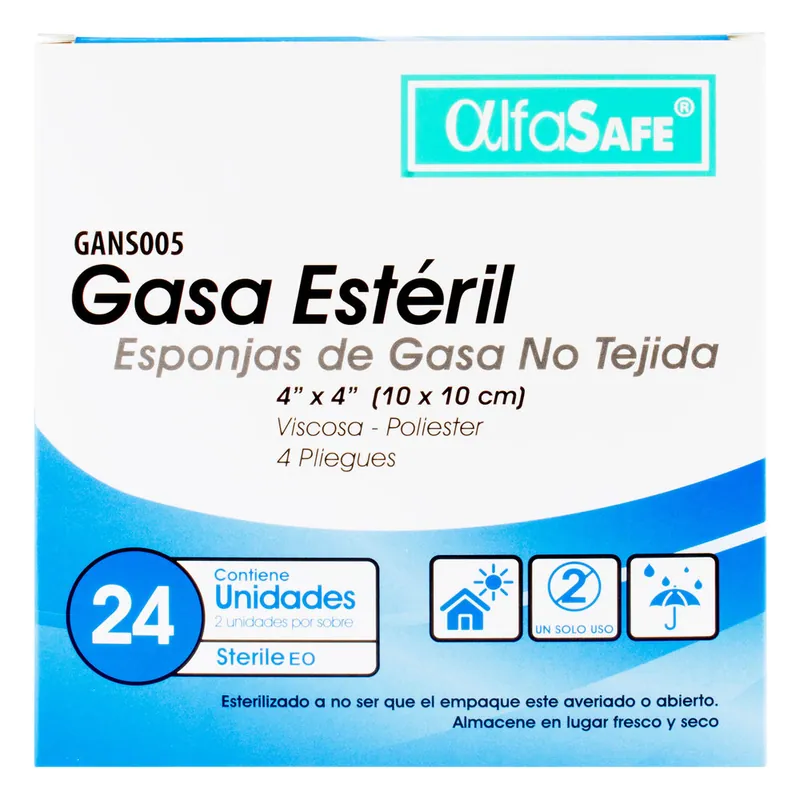 Gasa Alfa Est No Tejida 4x4 10 Cm 24 unidades