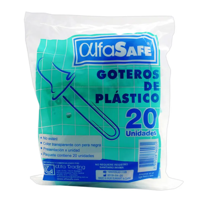 Gotero plástico Alfa Bolsa 20 unidades