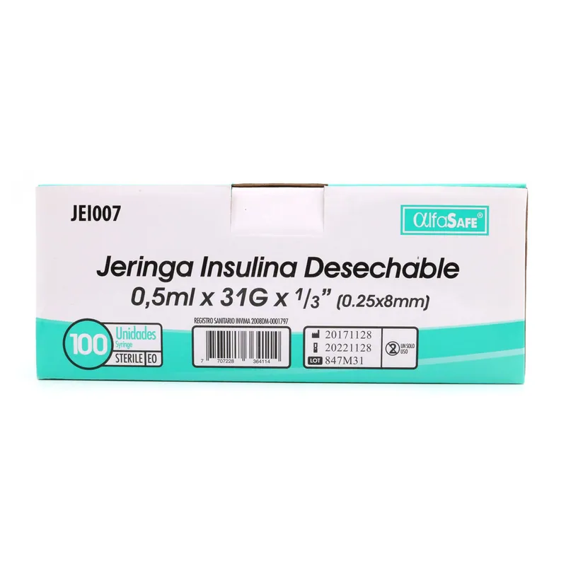 Jeringa Alfa Ins 0.5 mL 31gx1/3(8mm)100u