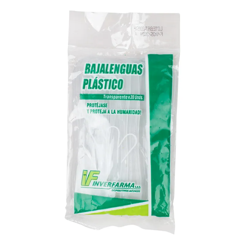 Bajalenguas plástico Tran 20 unidades Inverfa