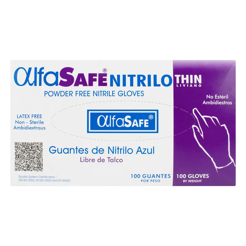 Guante Nitrilo Alfa Liv Azul T L 100 unidades