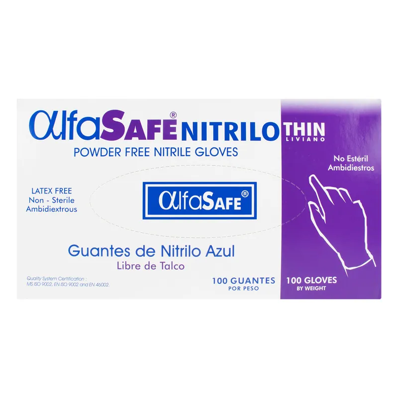 Guante Nitrilo Alfa Liv Azul T M 100 unidades