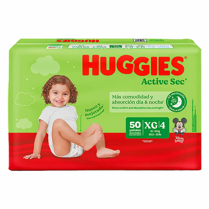 Pan Huggies Active Sec Et 4 Xg 50 unidades