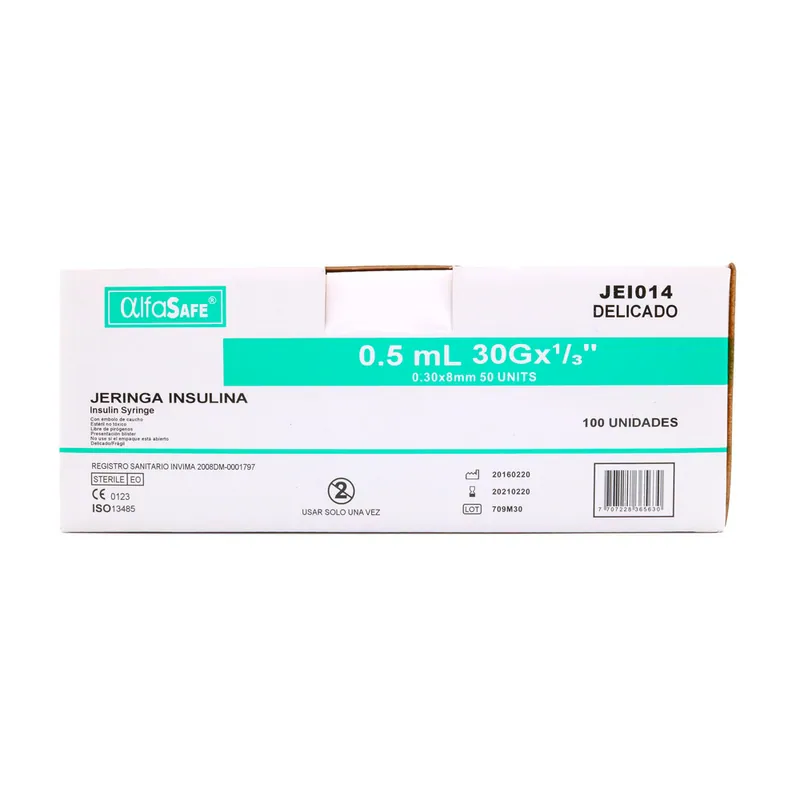 Jeringa Alfa Ins 0.5 mL 30gx1/3(8mm)100un