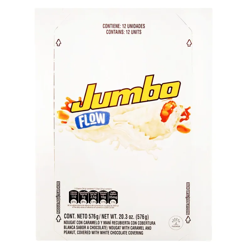 Chocolatina Jumbo Flow Blanca 12und 576 g