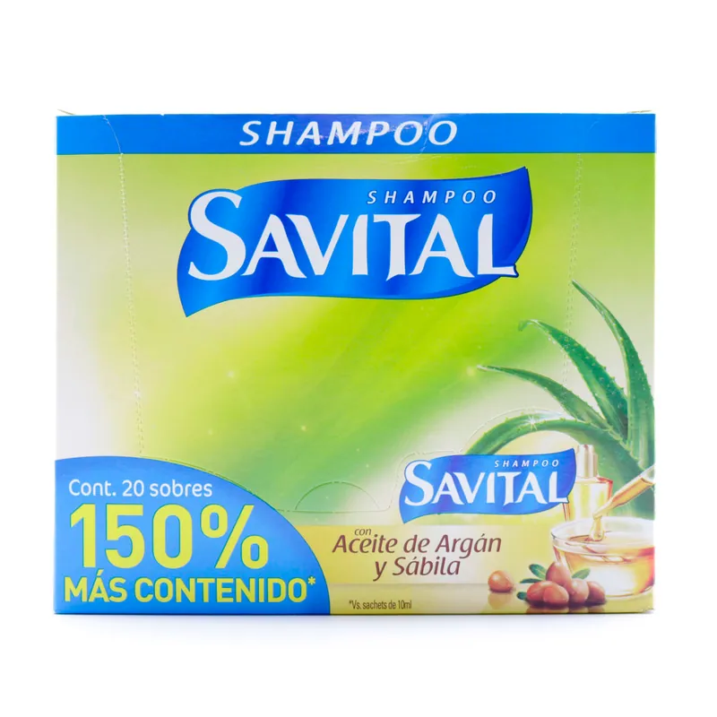 Champú Savital Argan Sabila 25 mL 20 sobres
