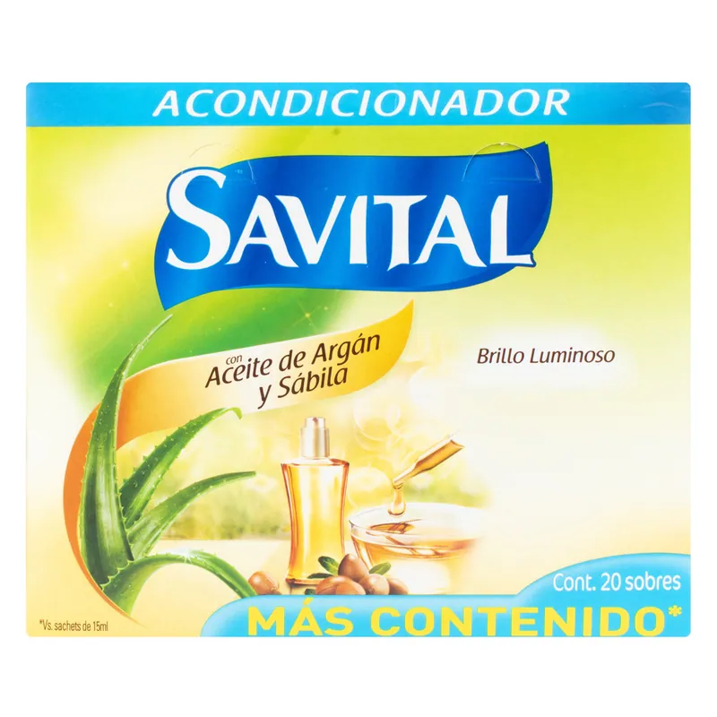 Acondicionador Savital Argan Sabila 22 mL 20 sobres