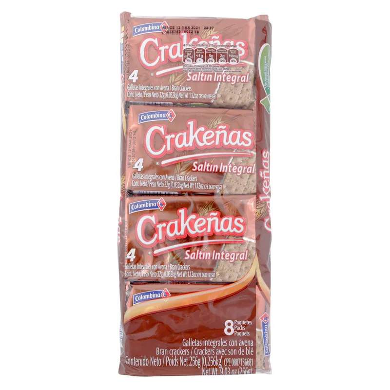 Galleta Crakenas Saltin Integral 8 unidades