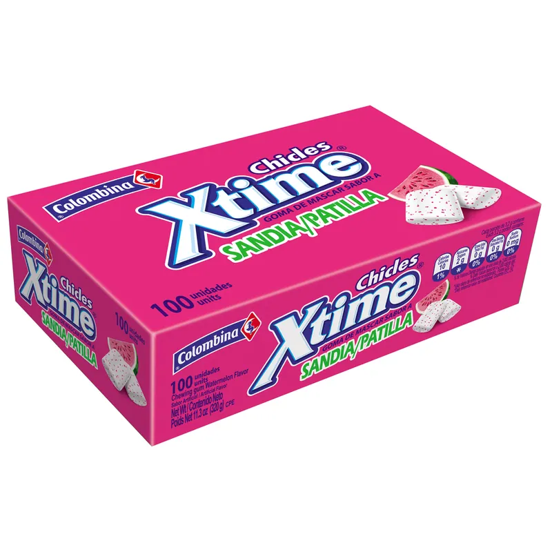 Chicle Xtime Sandia Display 100 Unidades