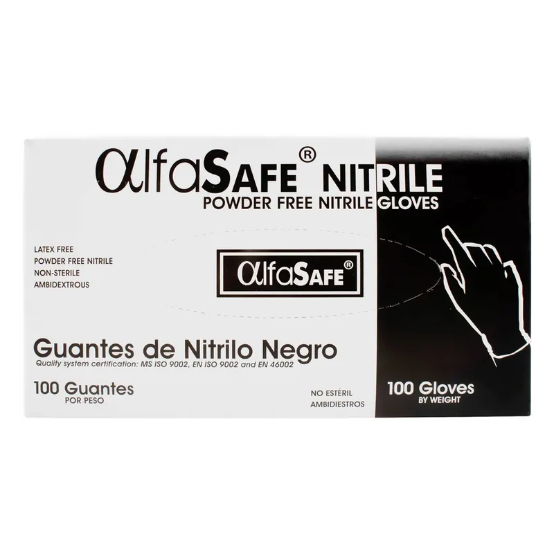 Guante Nitrilo Alfa Negro T M 100 unidades