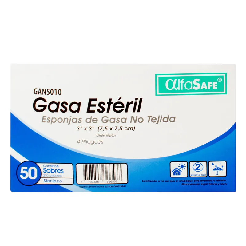 Gasa Alfa Est No Tejida 3x3 7.5 Cm 50und