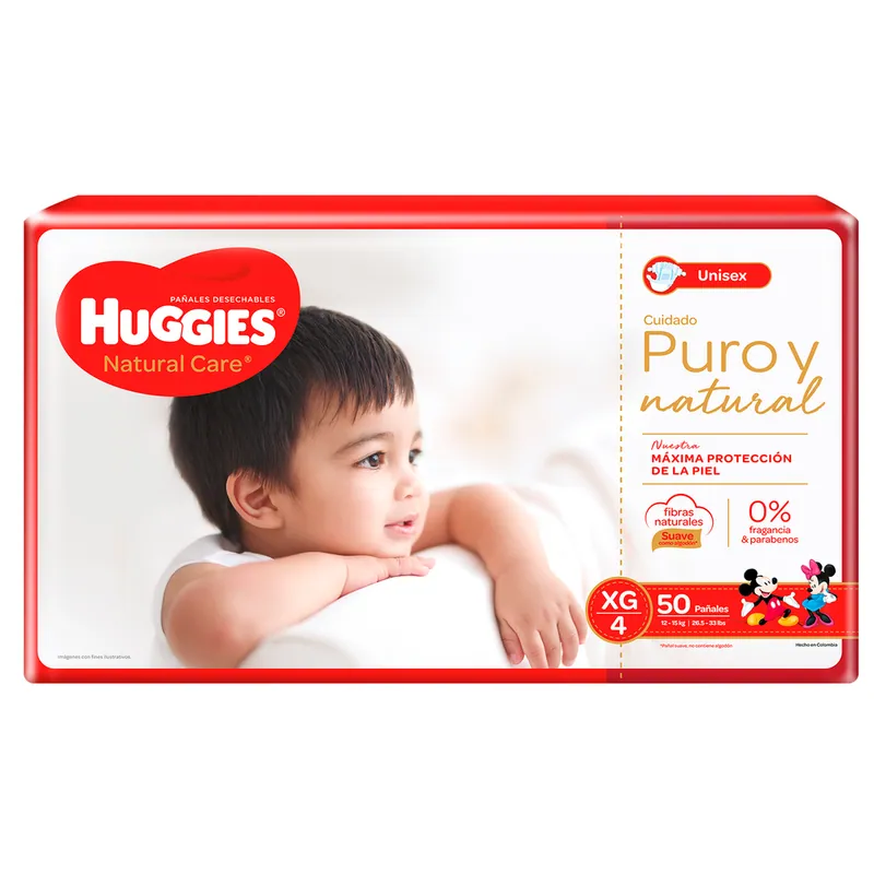 Pan Huggies Nat Car Unisex Xg Et4 50 unidades