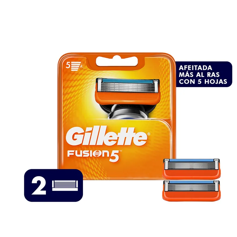 Rep Máquina Afeitar Gillette fusión 5 2 unidades