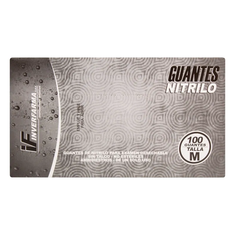 Guante Nitrilo Negro T M 100 unidades Inverfa