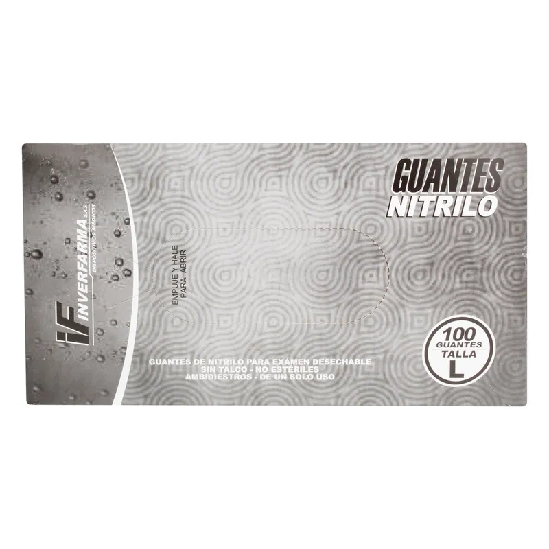 Guante Nitrilo Negro T L 100 unidades Inverfa