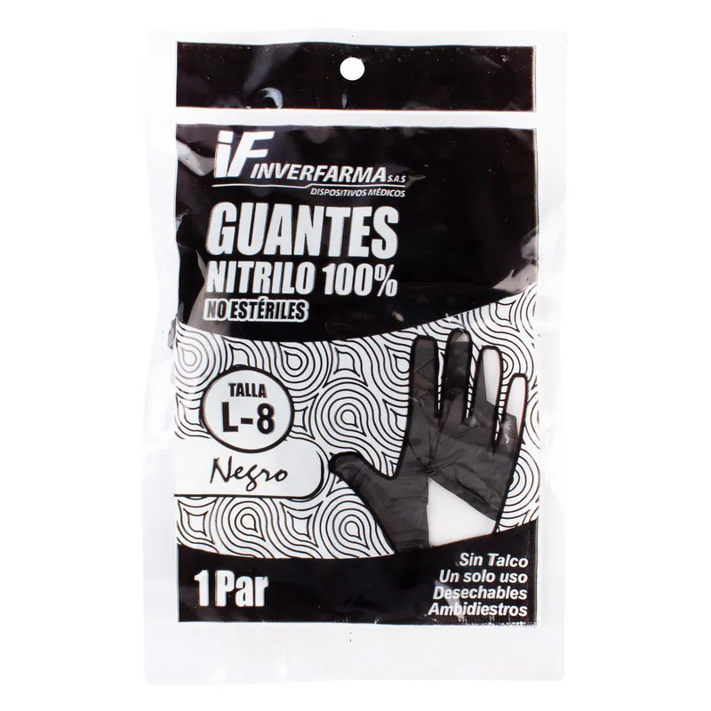 Guante Nitrilo Negro T L 2 unidades Inverfarm