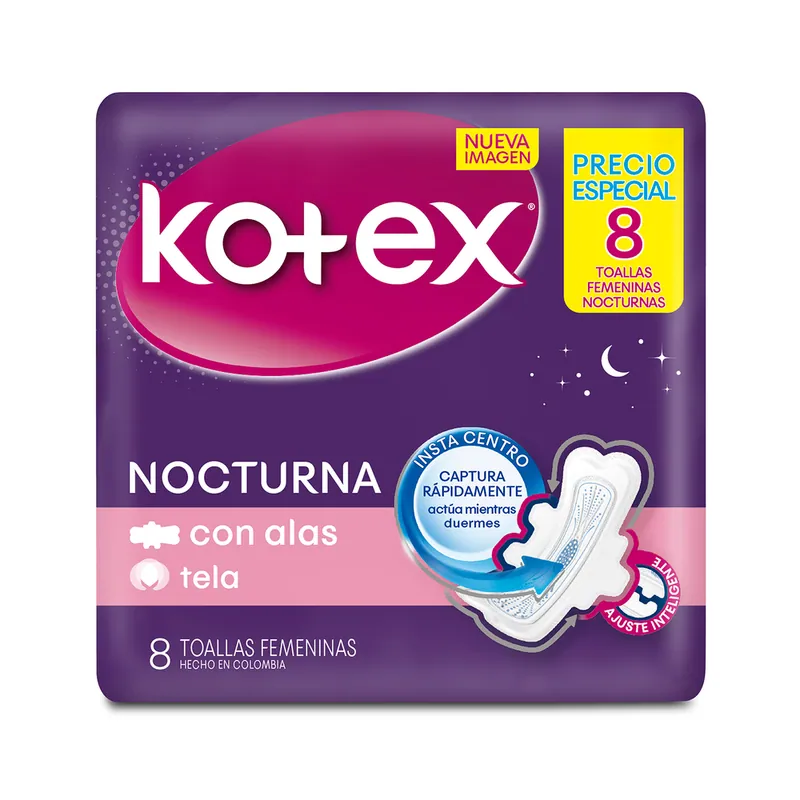 Toa Kotex Nocturna Tela 8 unidades P E