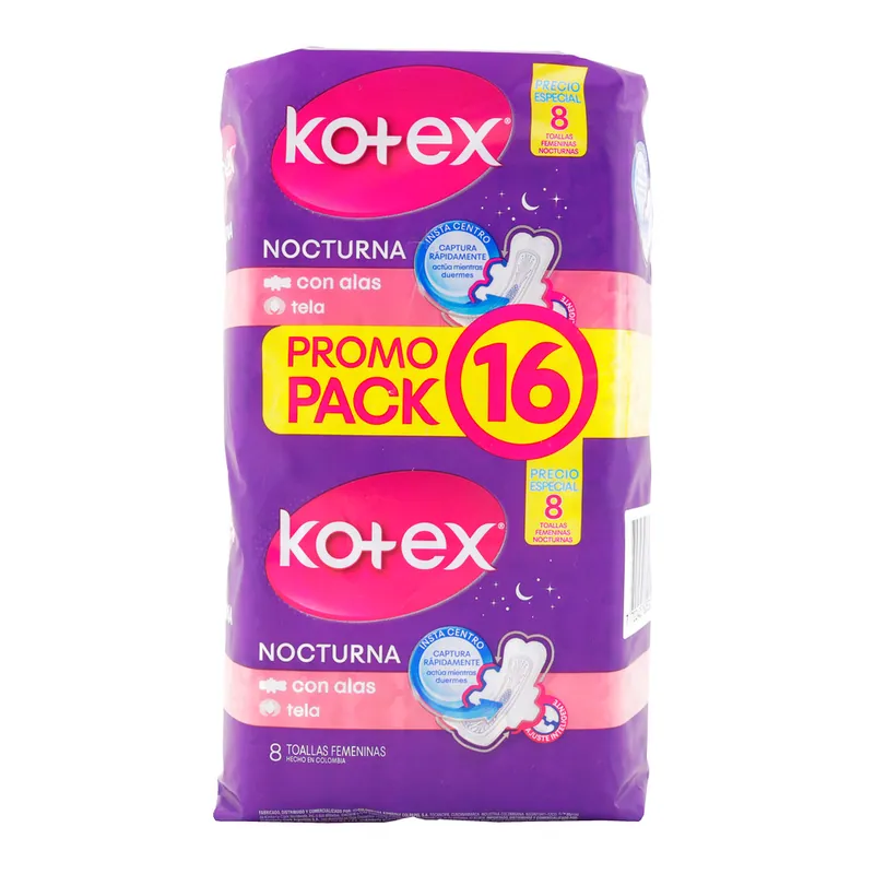 Toa Kotex Nocturna Tela 8 unidades Pr Pack