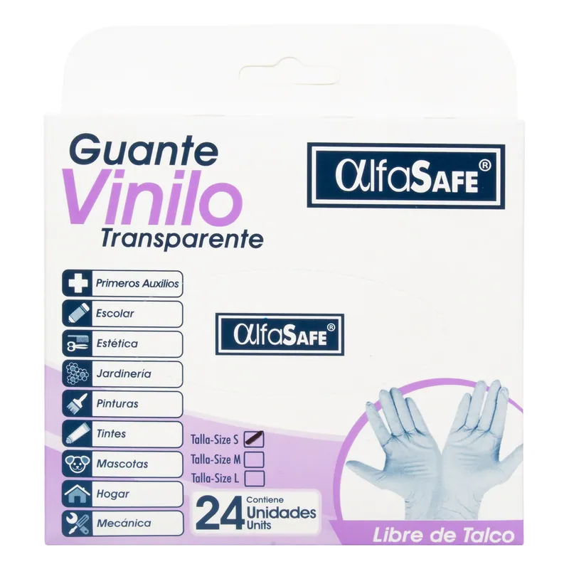 Guantes Vinilo Alfasafe 24 unidades S