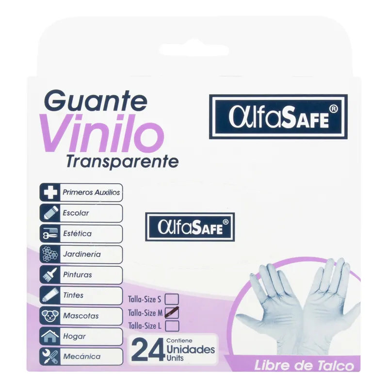 Guantes Vinilo Alfasafe 24 unidades M