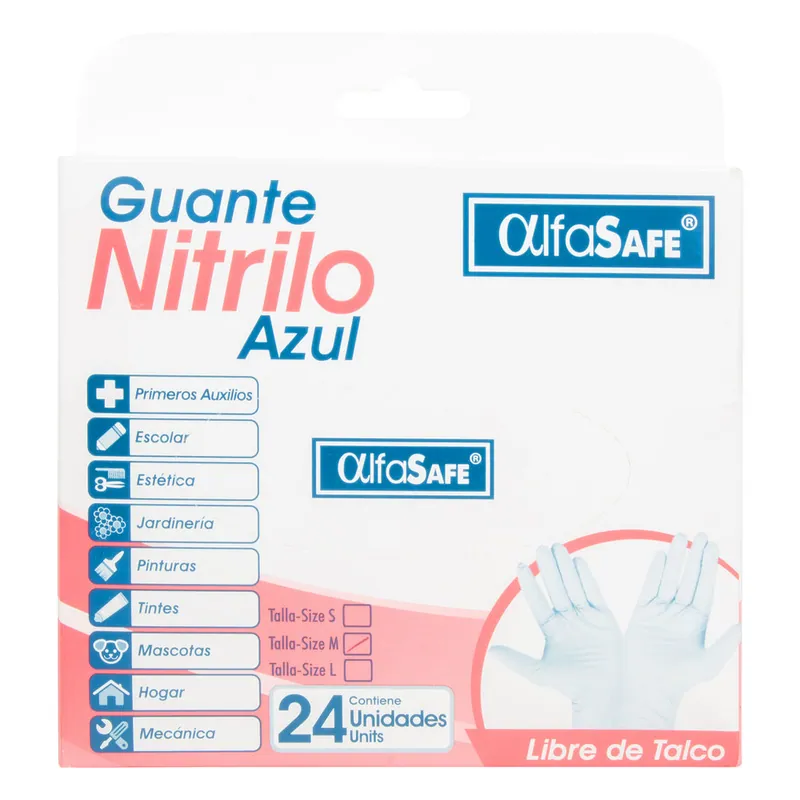 Guante Exam Nitri Azul Alfa T M 24uds