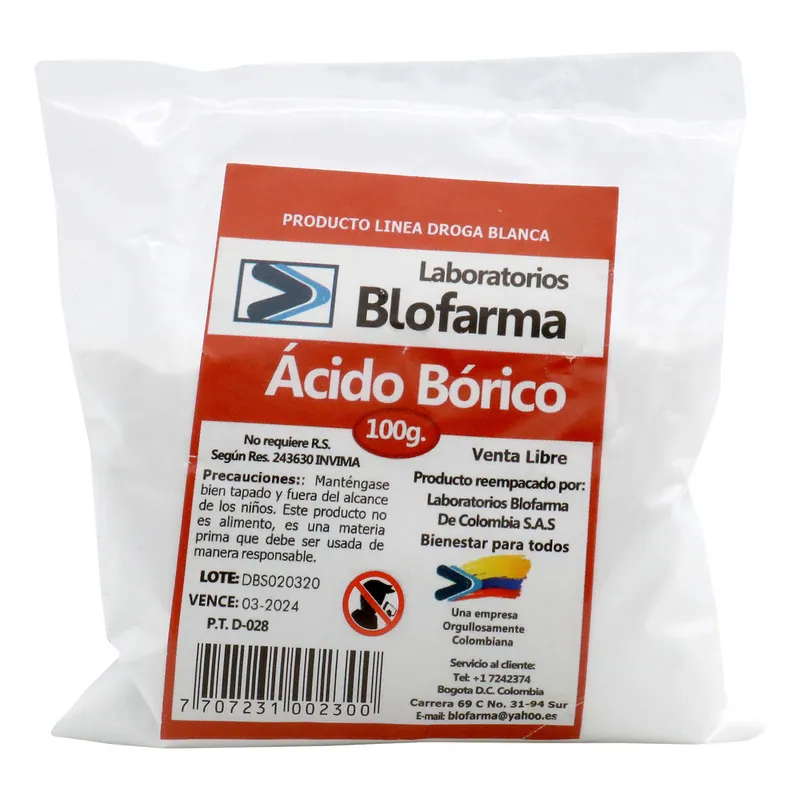 Ácido bórico Dr Sana 100 Gramos