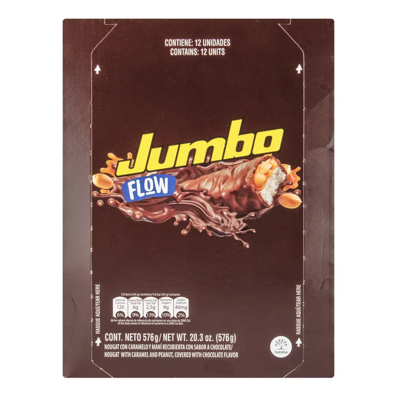 Chocolatina Jumbo Flow 12 unidades 576 Gramos