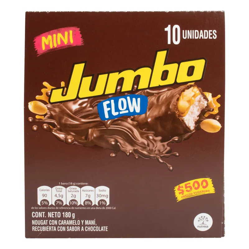 Choc Jumbo Flow Leche 18 g 10 Unidades