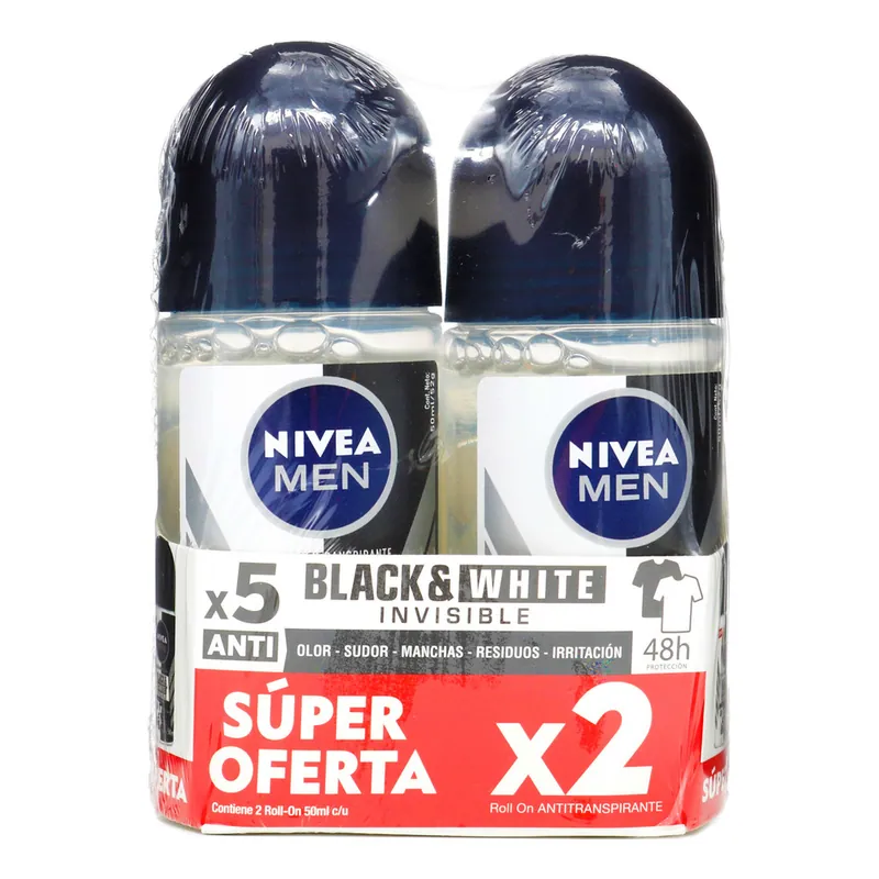 Desodorante Nivea Rol Inv Black White 50 mL H