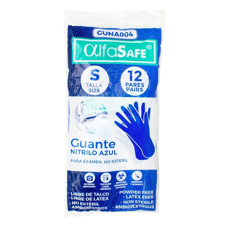 Guantes Nit Alfasafe Azul Talla S 12 unidades