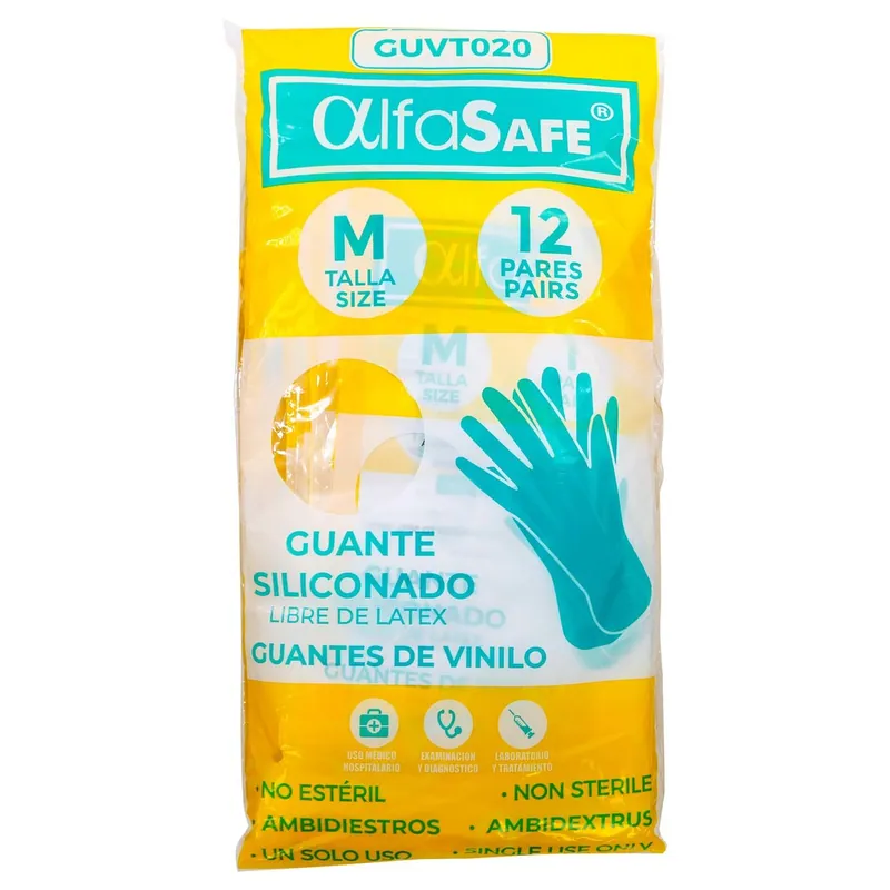 Guantes Alfasafe Vinilo Talla M 12 Ud
