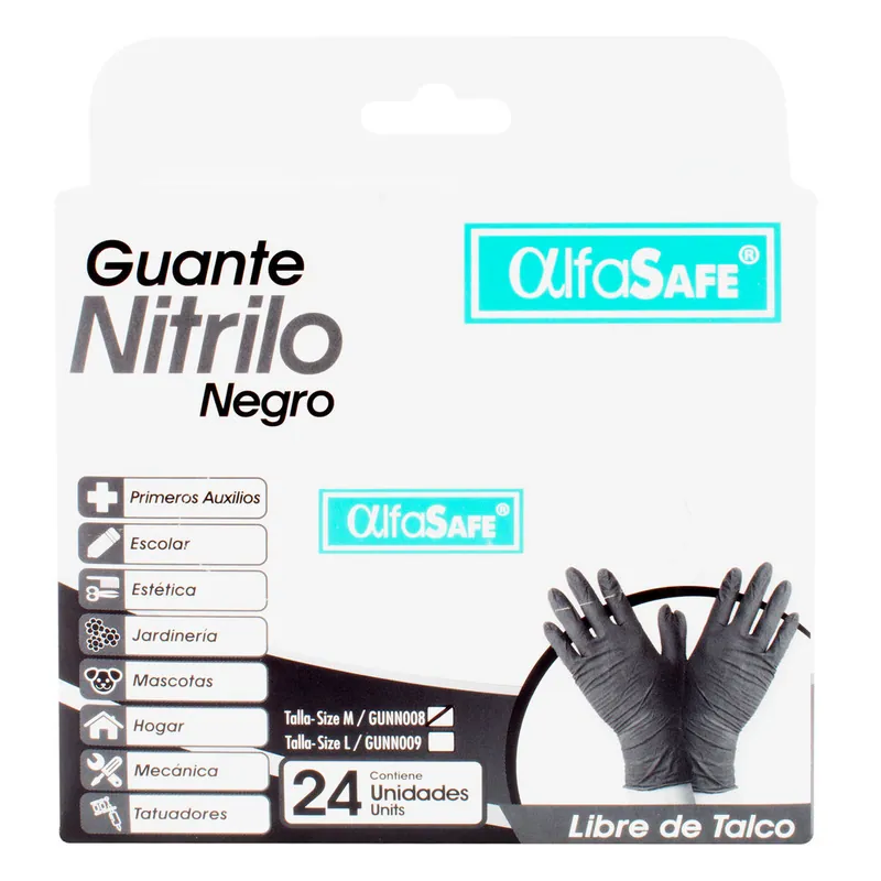 Guantes Nit Alfasafe Negro Talla M 24