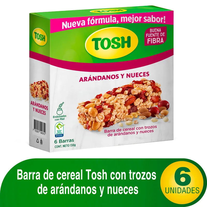 Barra Cereal Tosh Aran y Nuec 23 g 6 unidades