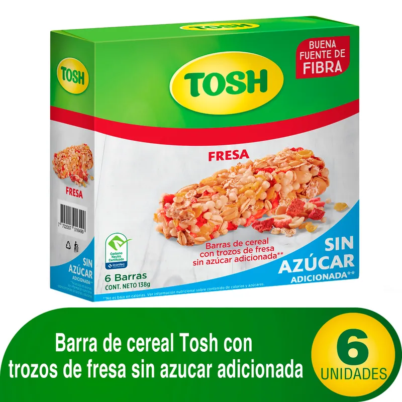 Bar Cereal Tosh Fresa sin Azu 23 g 6 unidades