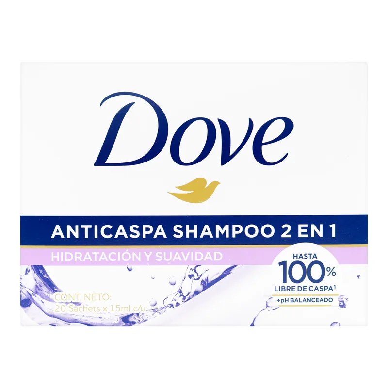 Champú Dove Ant 2en1 Hidr y Sua 15 mL 12 sobres