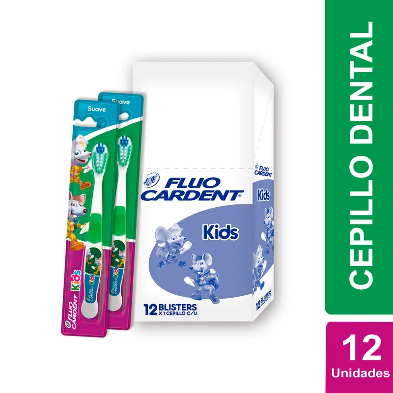 Cepillo Dent Fluo Cardent Kids 12 unidades
