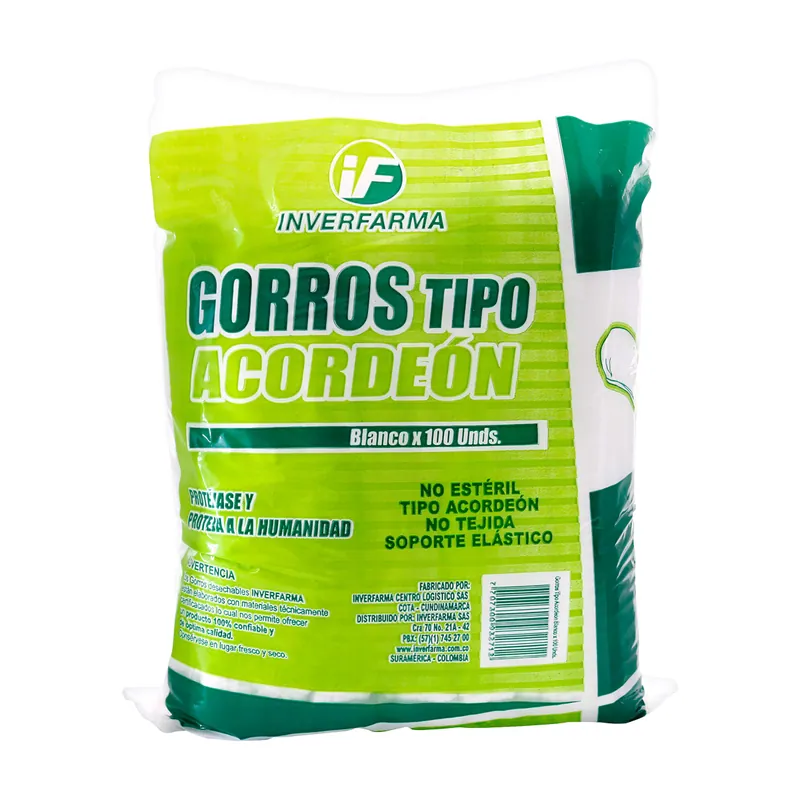 Gorro Acordeon Blanco 100 unidades Inverfarm