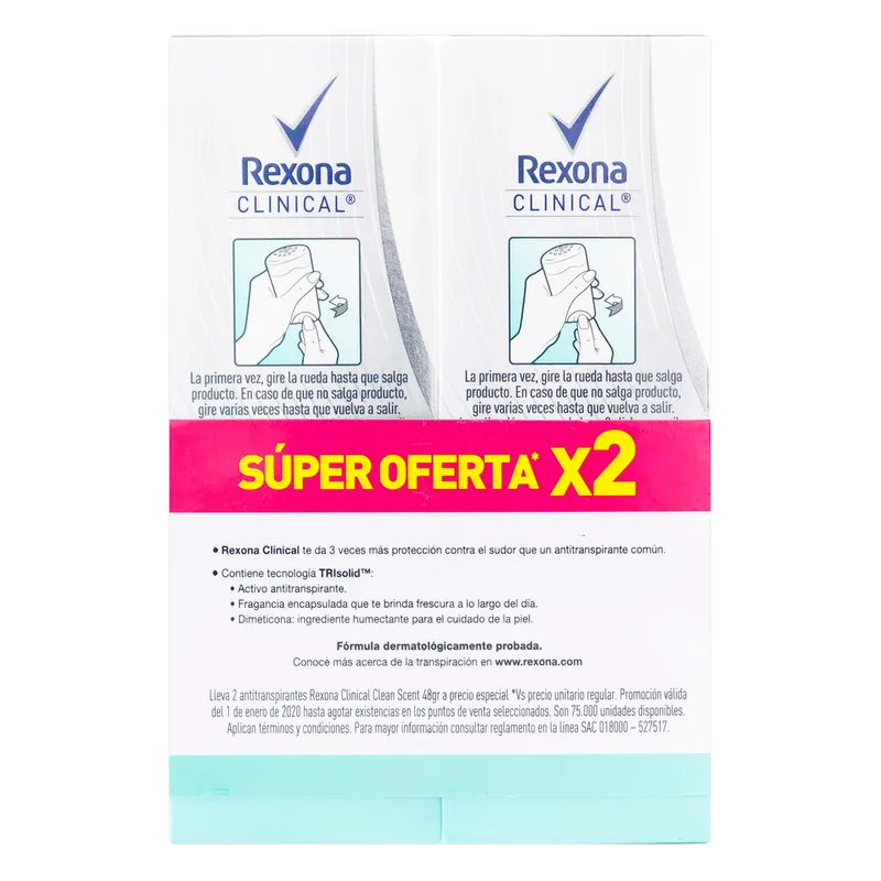 Desodorante Rexona Clinical Clean Scent 48 g
