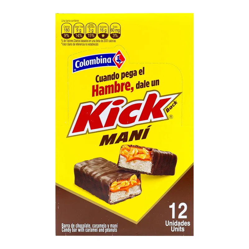 Barra Chocolate Kick Mani 12 unidades