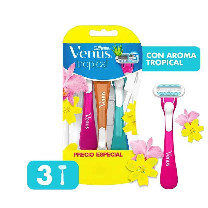 Máquina Desechable Venus Tropical 3 Uns